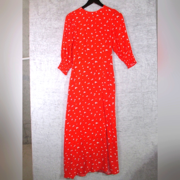 Brand new Mango Red Floral 3/4 sleeve midi dress - Picture 1 of 7